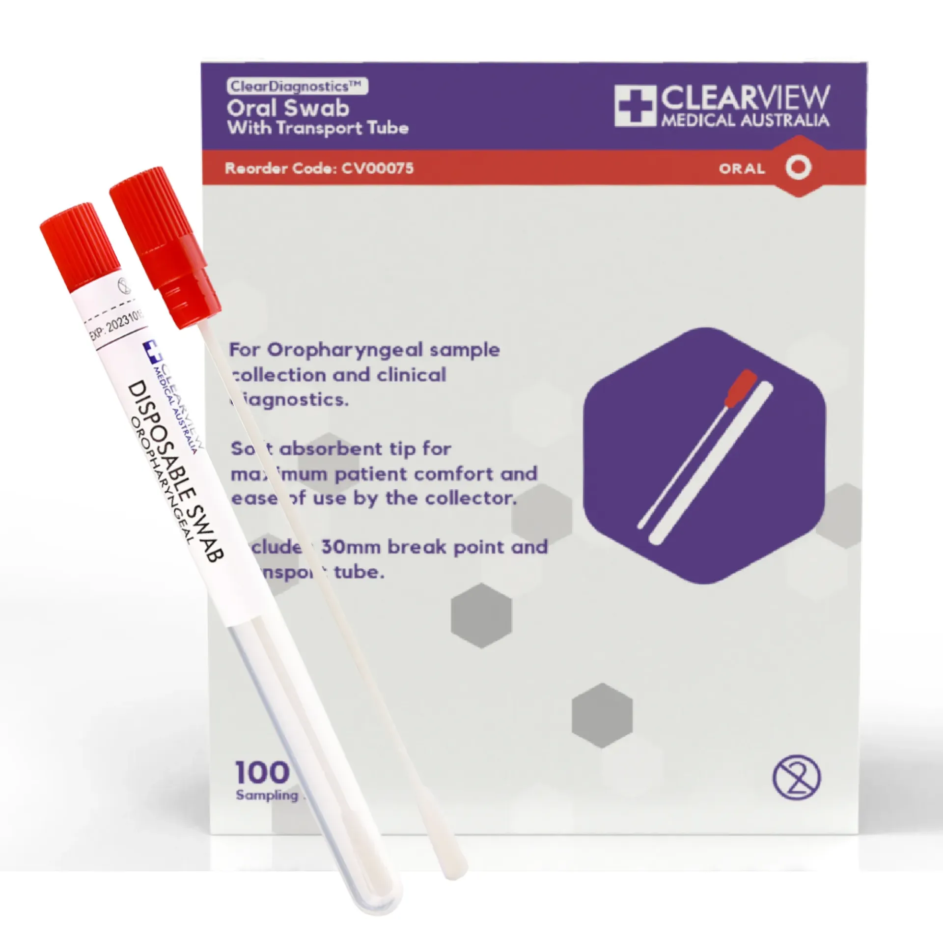[CV00075] Clearview Oral Swab with Transport Tube
