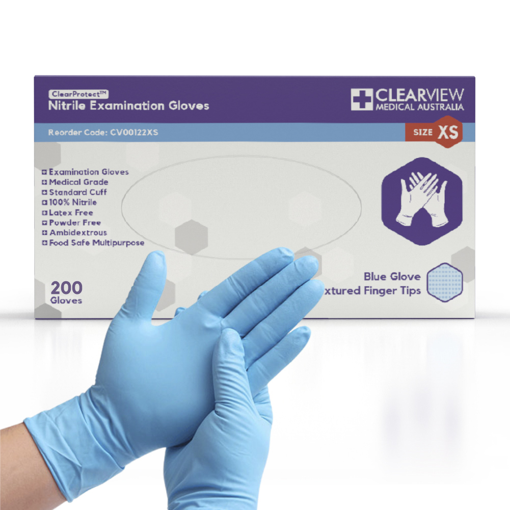 [CV00122XS-200] Clearview Nitrile Examination Gloves Box of 200 (Extra Small)